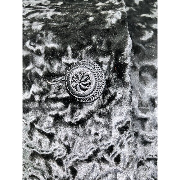 Vintage 60s Black Karakul Lamb Swing Coat Size Mink Collar Mod Glam Luxurious - Picture 3 of 11